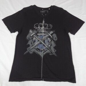 GUESS JEANS CO CROWN CROSSED SWORD LOGO - BLACK MEDIUM T-SHIRT K717